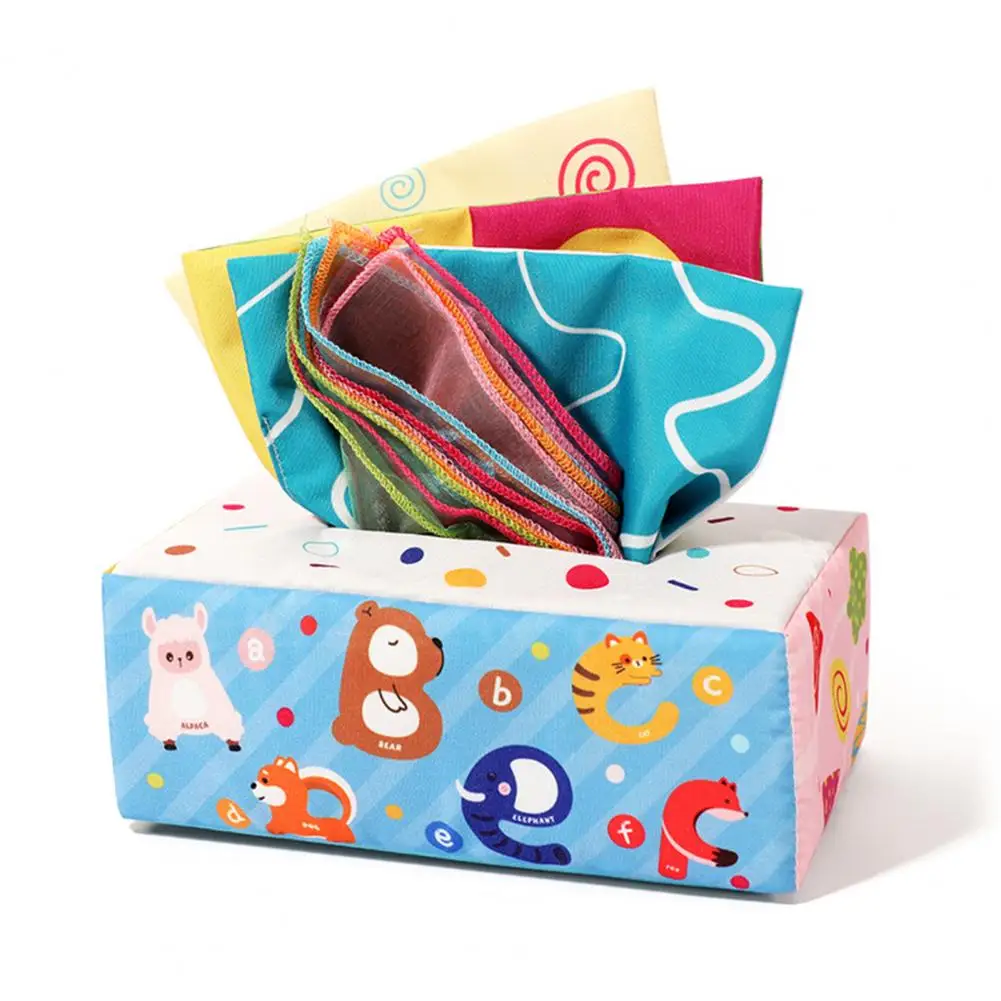 

Early Development Toy Colorful Baby Tissue Box Set Crinkle Paper Yarn Cloth Toy for Fine Motor Skills for Baby Baby