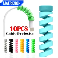 10PCS Cable Protector Silicone Spiral Winder Data Cable USB Charger Wire Savers Cover For Phone Mouse Earphone Cord Protection