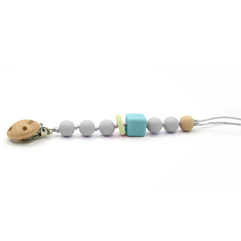 Wooden Pacifier Clip Pacifier Chain Safety Teething Baby Teether Eco-Friendly Pacifier Clip Pacifier Chewing Toy