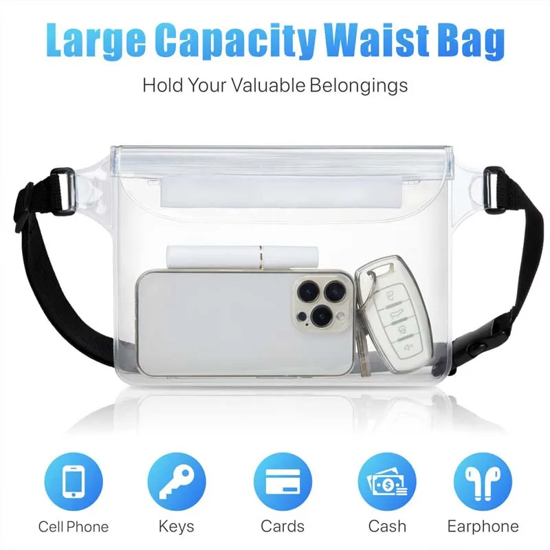 PVC Waterproof Mobile Phone Bag Valuables Belt Bag For Beach