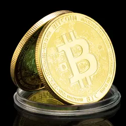 Golden Plated Bitcoin Souvenir Coin - Commemorative Collectible Token (Gold)