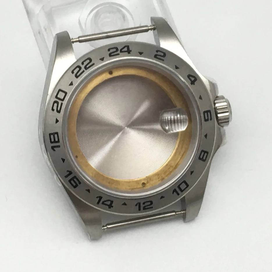 

42mm316 Stainless Steel Watch Case Sapphire Glass For 8215 Movement Digital Circle Silver