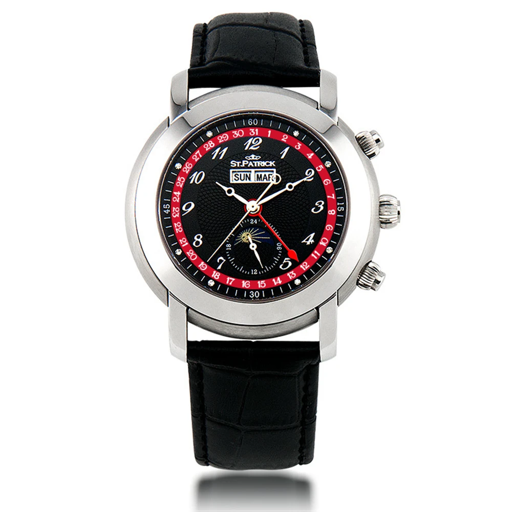

Vintage Automatic Watch Men Luxury Mechanical Wristwatches Classic 43mm Retro Watches Sapphire Glass Moon Phase Clocks STPATRICK