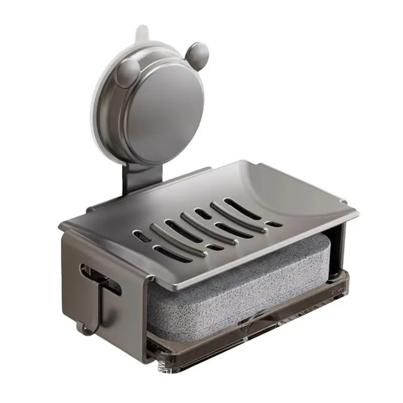 Soap Tray For Shower Sponge Holder Bar Soap Box Double Layer Soap Tray Draining Soap Dish Wall Mount Soap Bar Holder No Drilling