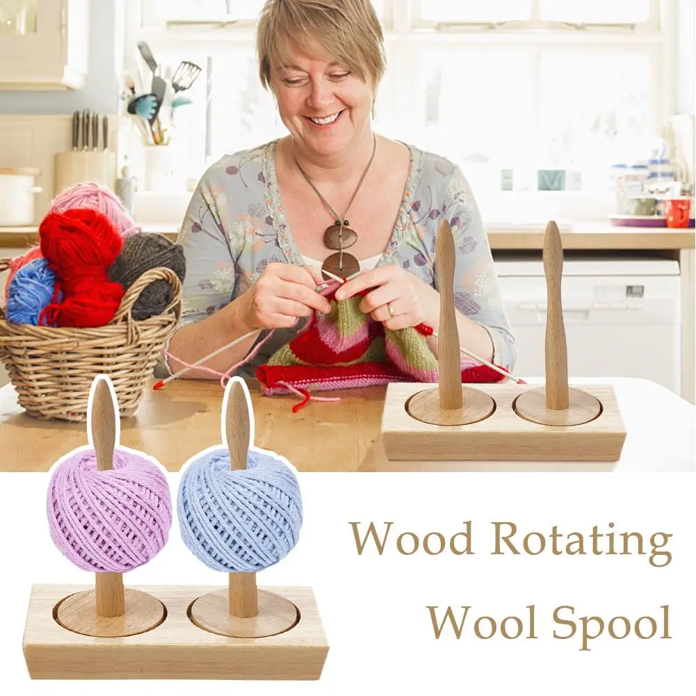

Beech Wood Rotating Wool Spool Holder Wooden Yarn Dispenser Winder Efficiency Spool Knitting Thread Yarn Improve S T7Q0