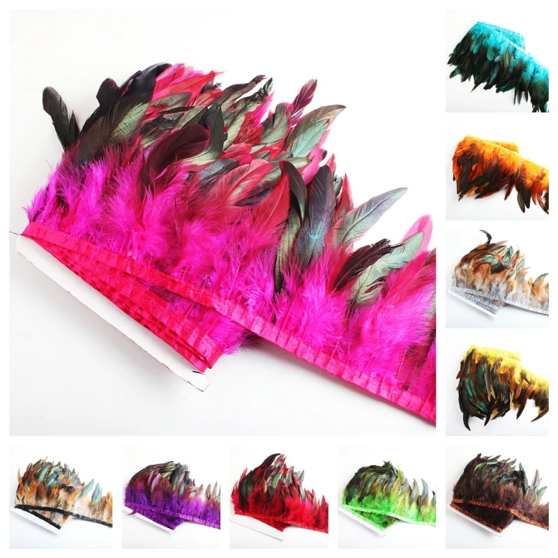 

Chicken Tail Feathers Trim Sewing, Rooster Feathers, Fringe Plumas, Plume Skirt, Decorative Dress Accessories, 13-18cm, Wholesal