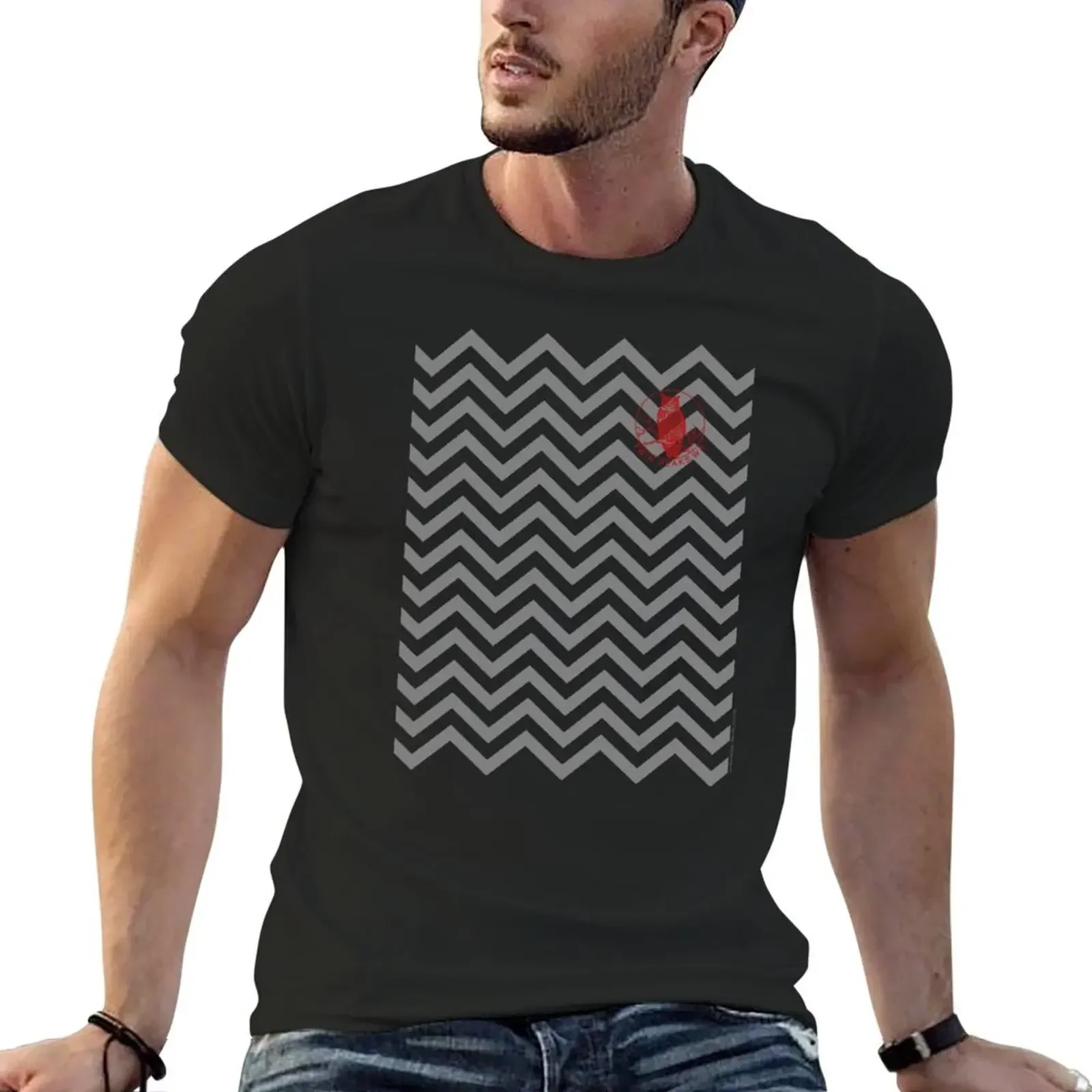 

Twin Peaks Owl Pocket Logo Backward And Forward Design T-shirt anime clothes plus sizes sweat tshirts for men