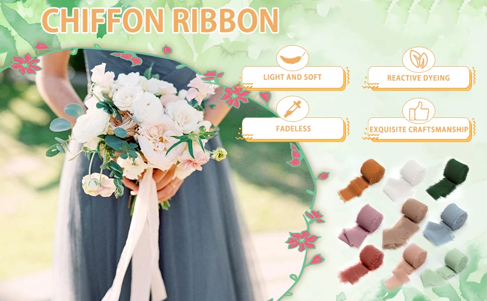 Silk Chiffon Frayed Ribbon