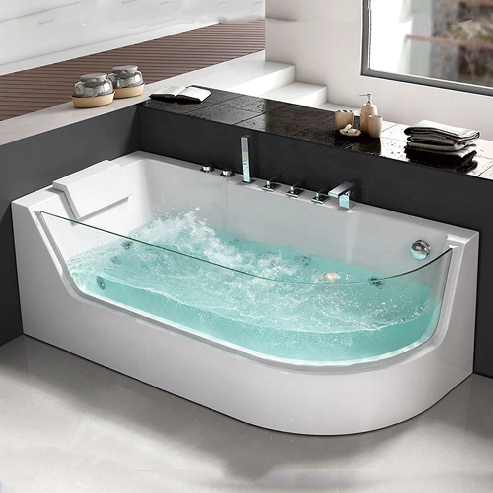 1650mm Bathroom Whirlpool Bathtub LED Colored Lights Indoor Spa Double People Surf Massage Tub 11248