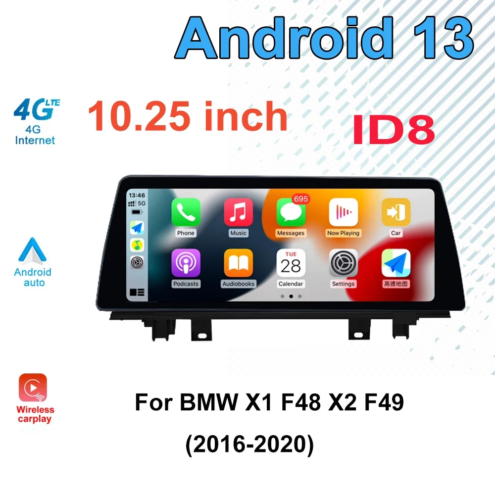

Автомобильный мультимедийный видеоплеер ID8 10,25 дюймов для BMW X1 F48 X2 F49 2016-2020 Android 13, головное устройство, GPS-навигация, стерео радио