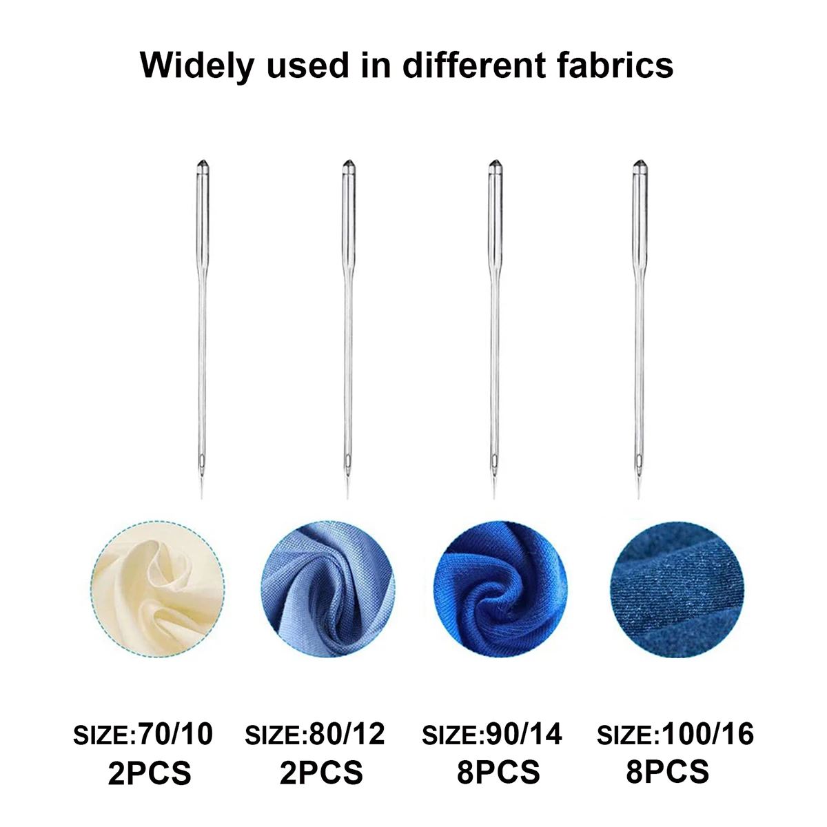 Description Picture 3 of item2Box/Set Universal Jeans Stainless Steel Needles Sewing Machine Supplies for Singer Brother Janome Varmax Sizes70/10 90/1