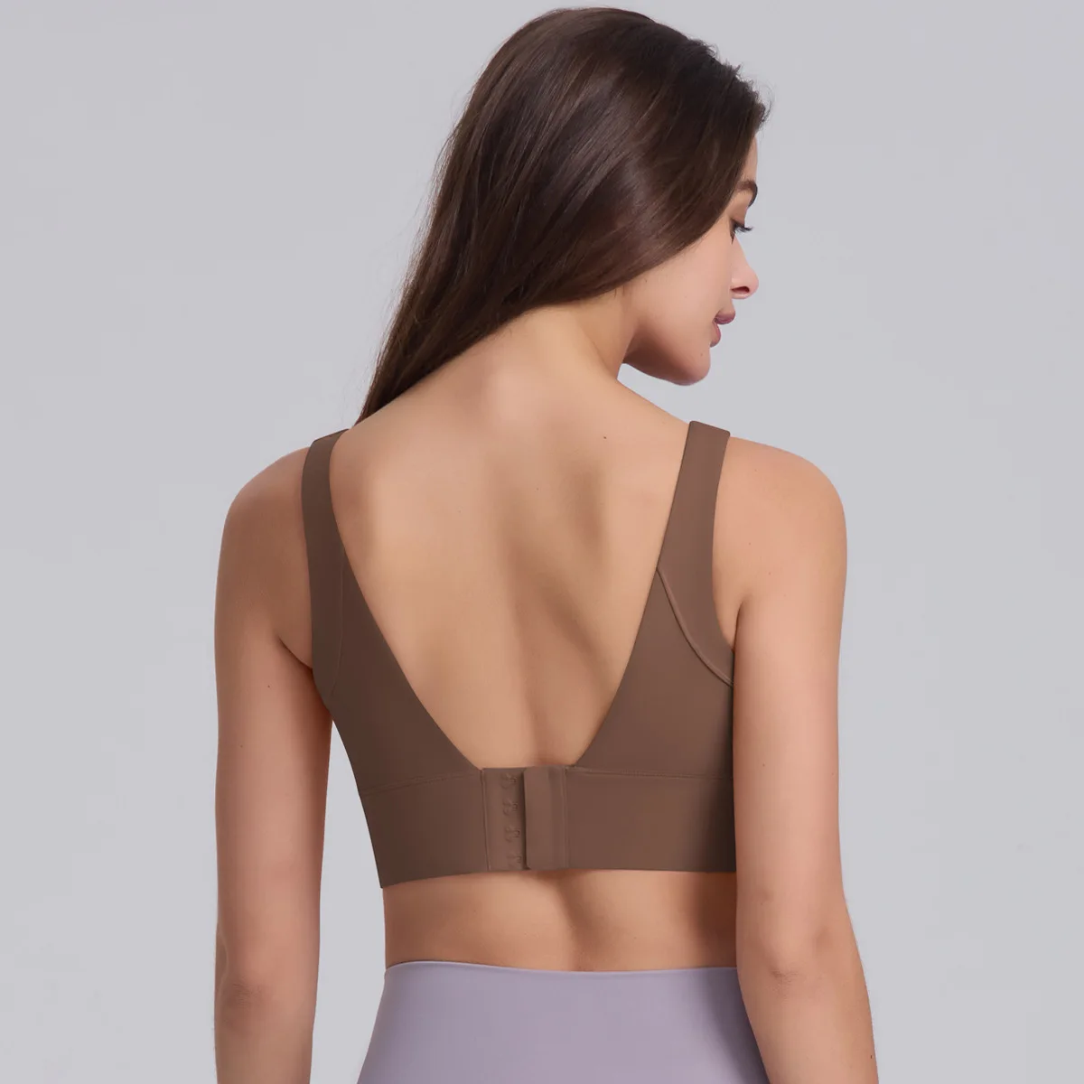 Longline Sports Bra for Women V Back Wireless Padded Fitness Workout Top Medium Support Yoga Bra Summer Running Crop Tank Tops
