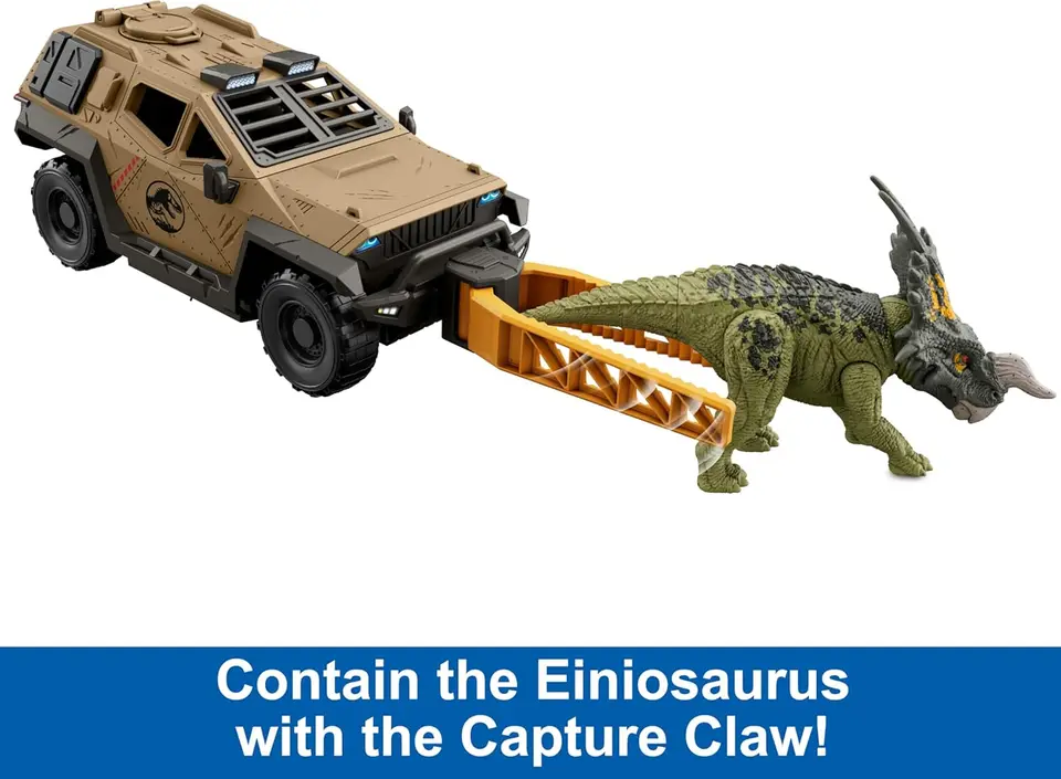 EKU Dinosaur Capture Truck Toy With Spinosaurus Figure & Human Action Figure - For Kids 3+ Years