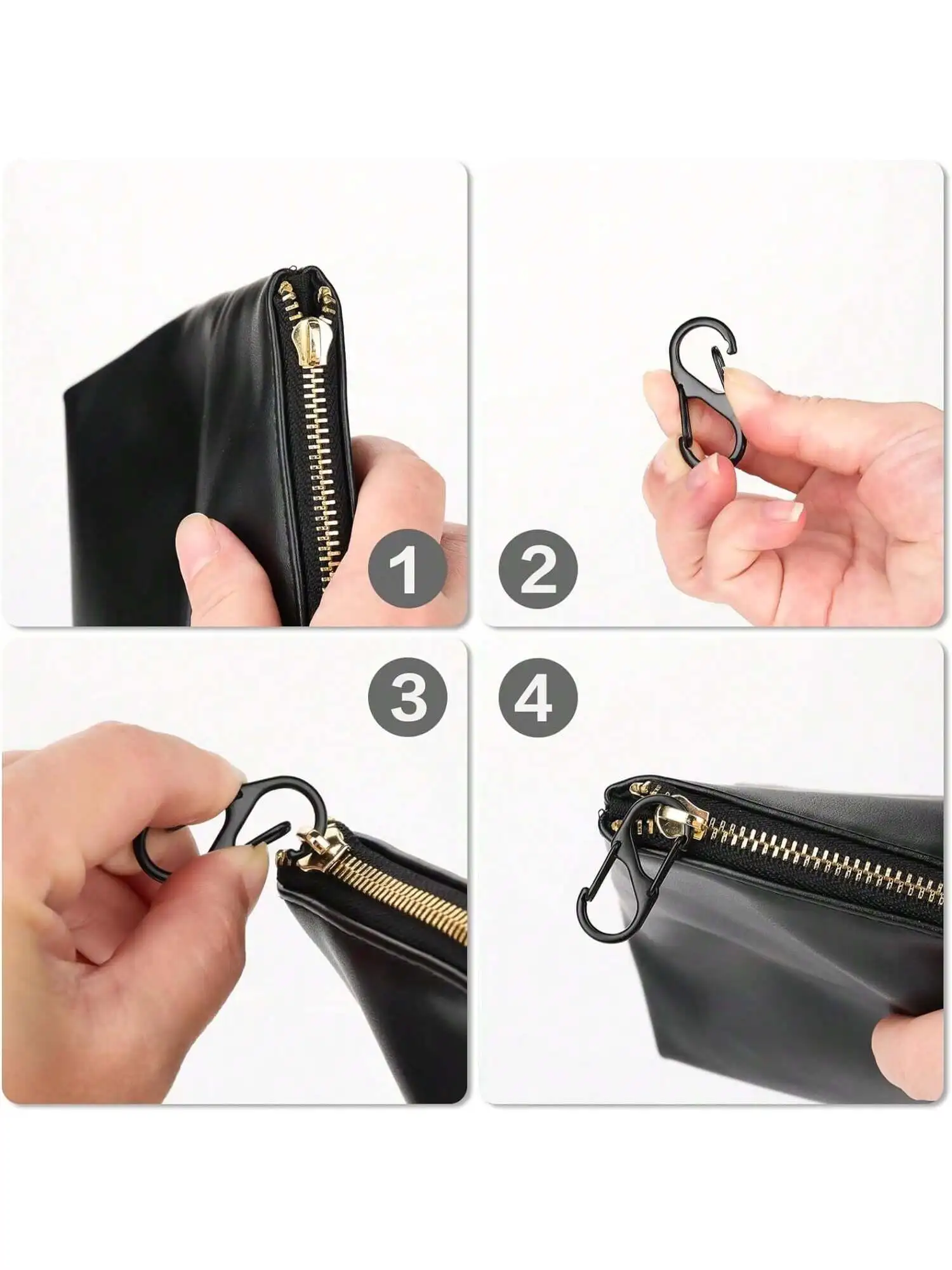Description Picture 3 of itemZipper clip anti-theft device,backpack zipper lock, dual spring S-hook loop zipper clip anti-theft device (black)