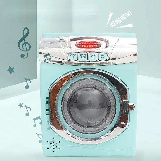 Children's pretend play house toy simulation electric rotatable washing machine light music toy set girl children's gift 4