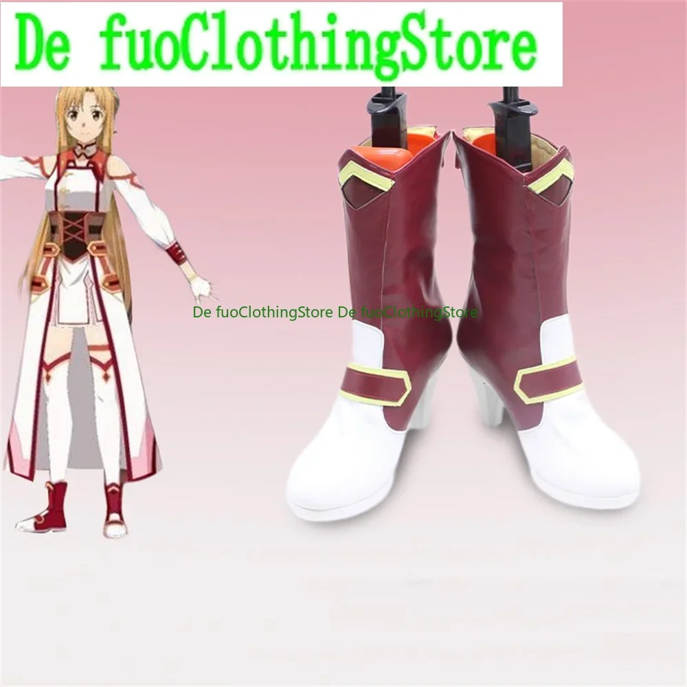 SAO Sword Art Online Yuki Asuna Yuuki Asuna Cosplay Shoes Boots Game Anime Halloween Christmas DefuoClothing Shoes Store