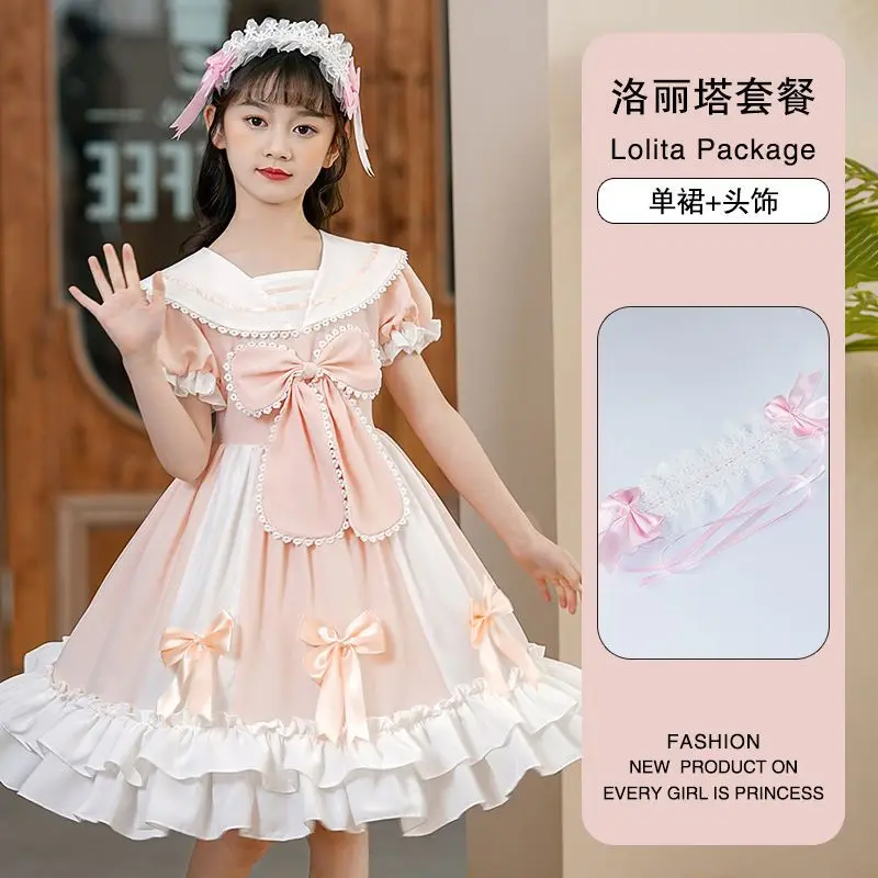 Women Alice Lolita Angel Short Sleeve Cotton Princess Dress Gothic Tank Dress Costume Cute Anime Maid Layer for Girls