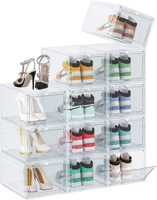 Shoe Storage Box Containers Clear Sneaker Box Plastic Stackable Boot & Shoe Boxes with Lids 4 Packs, Women's, Size: Basic