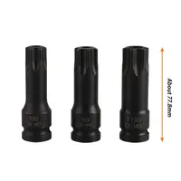 3Pcs 1/2 Sqaure Drive T80 T90 T100 Black Torx Socket Set of Tools Pneumatic Wrench Spanner Accessories 2