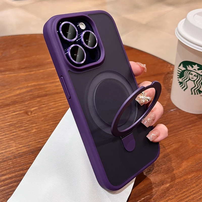 thumbnail image 1 of Luxury Magsafe Wireless Charging Case For iPhone 11 12 13 14 15 Pro Max Plus Magnetic Ring Bracket Camera Protection Cover, 1 of 4