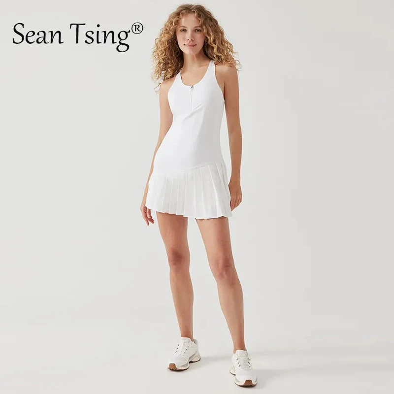 Sean Tsing&reg; Golf Tennis Dress Shorts Women Sleeveless Pleated Dresses Badminton Pickleball Workout Sport Two Pieces Suits women dress sports clothing