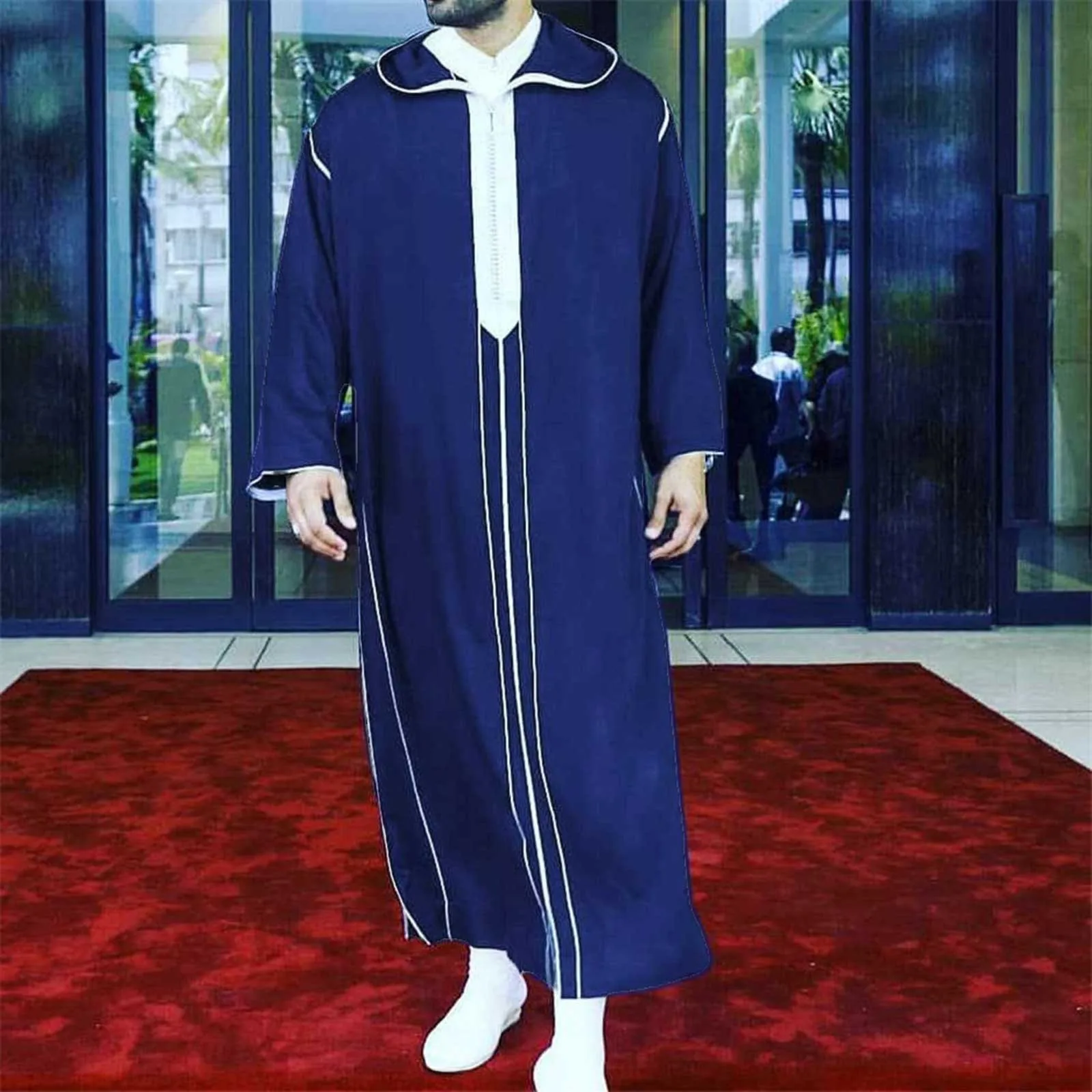 

Мусульманский халат удобный Caftan Мужская традиционная мусульманская одежда с длинным рукавом дышащая ИД Ближний Восток юбба Тобе Арабская 2024