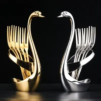 European Swan Tableware Holder Stainless Steel Spoon and Fork Base Elegant Utensil Stand Home Decor and Kitchen Organization 1