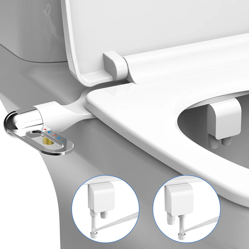 Bidet Toilet Seat Lightweight Ultra-thin Non-Electric Double Nozzle Adjustable Water Pressure