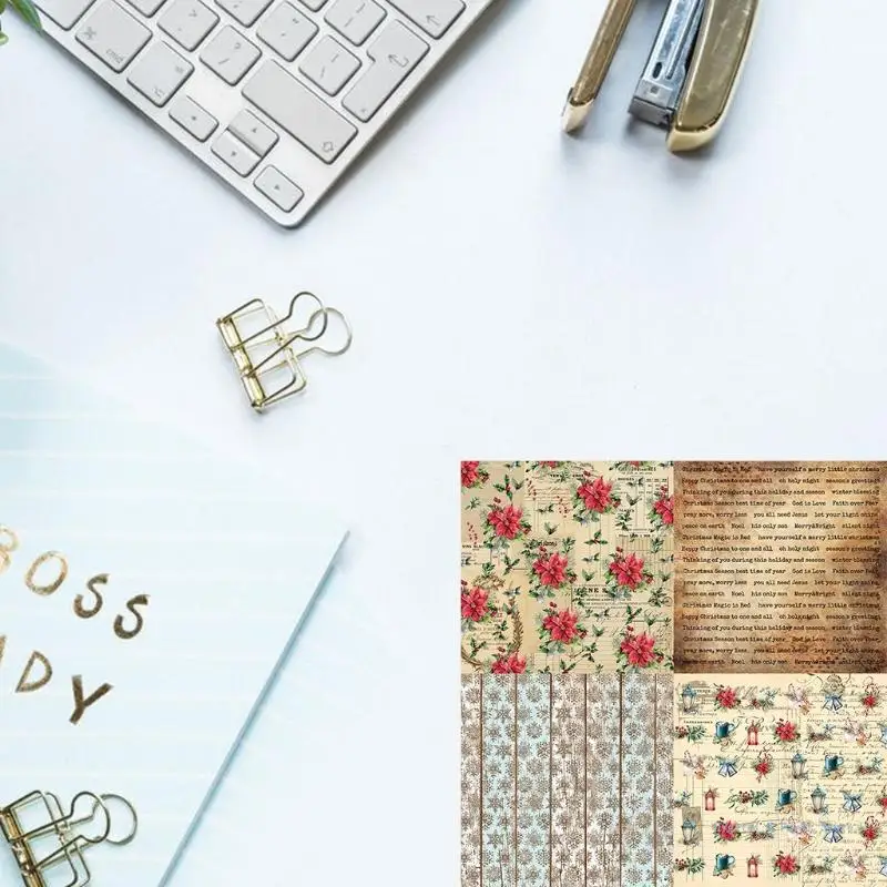 M17F 24 Sheets Big Vintage Floral Stickers DIY Scrapbooking Materials for Greeting Card JournaL DIY Crafts Gift Wrapping
