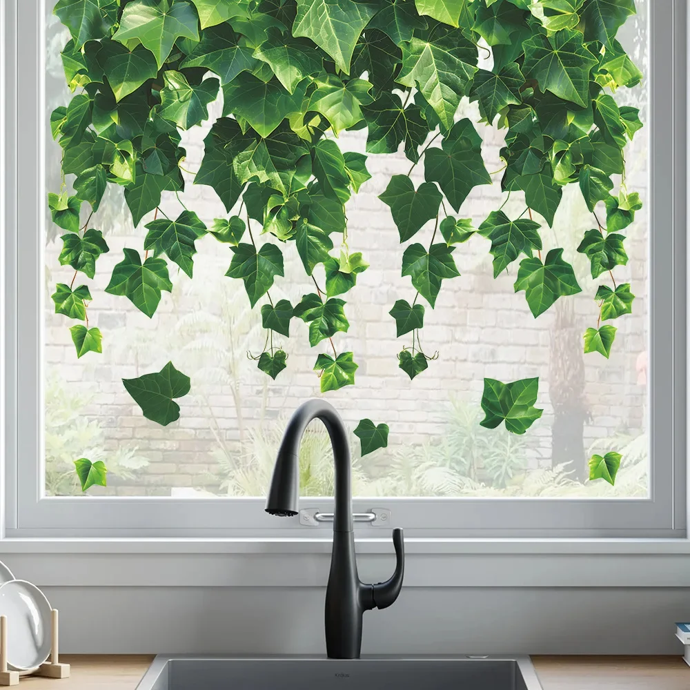 Small Fresh Green Vine Glass Window Home Landscaping Decoration Electrostatic Uv Window Sticker window stickers