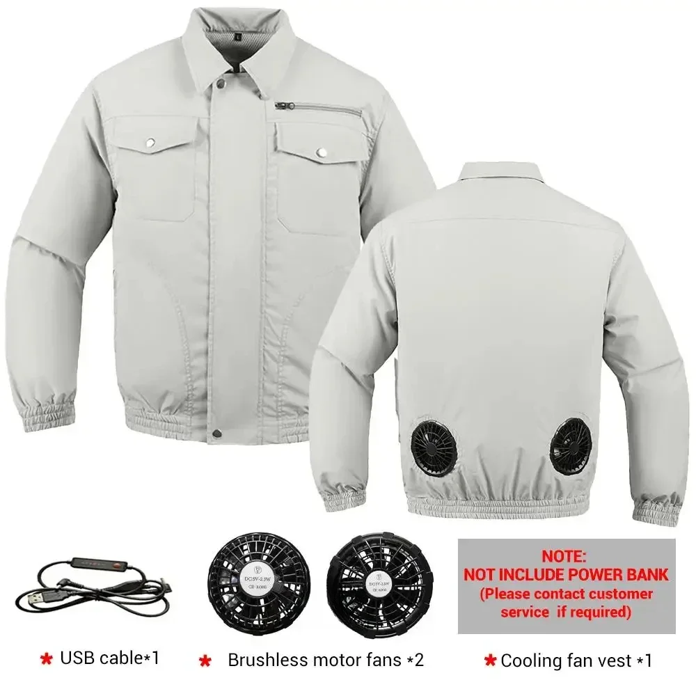 Men's Cooling Work Jacket with Fan USB Rechargeable Air Conditioner Vest for Welder Outdoor Construction Summer Sun Protection