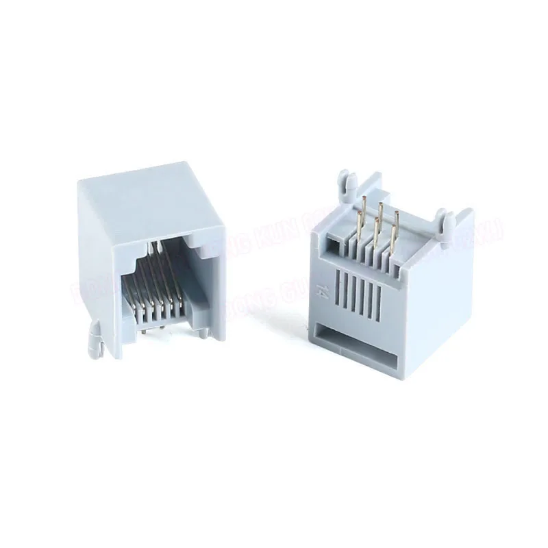 

10 Pcs RJ11 Socket Gray Black 6C RJ12 Telephone Socket Interface 6-Pin Crystal Head 623PCB -6P6C Crystal Head Socket Connector