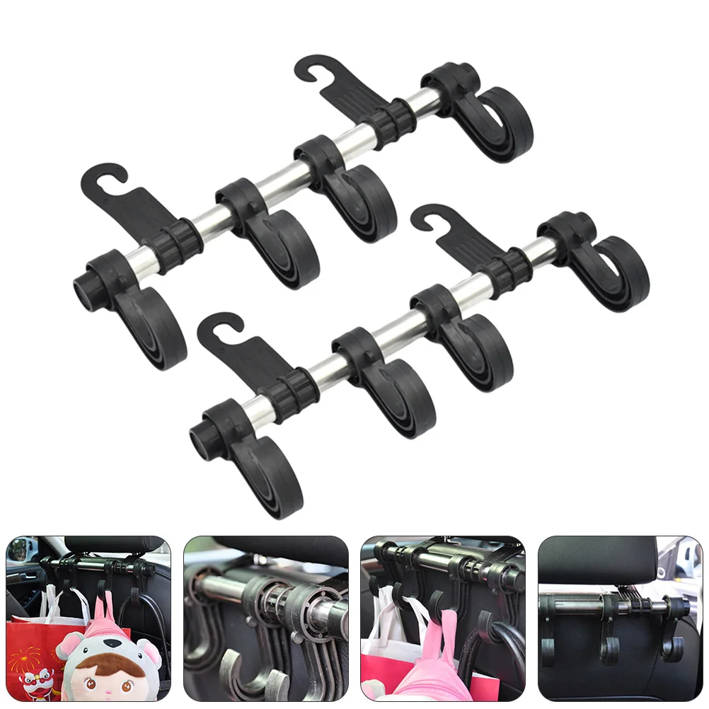 

2 Pcs Automatic Car Hook Hangers Headrest Hooks Stainless Steel Handbag Organizer