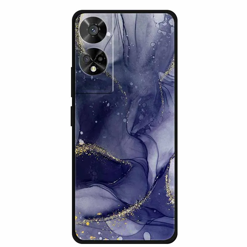 Original Soft Silicone TPU Phone Case Back Cover - Fashion Planet Design, Black Bumper