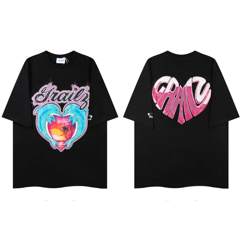 

Love Letters Grailz T-Shirt For Men Women Loose Short Sleeve Summer Couple Tshirt Black Tops