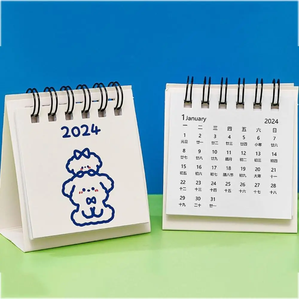 

Mini 2024 Calendar Practical Cute Cartoon Cartoon Coil Notepad Ins Mini Desktop Calendar Office