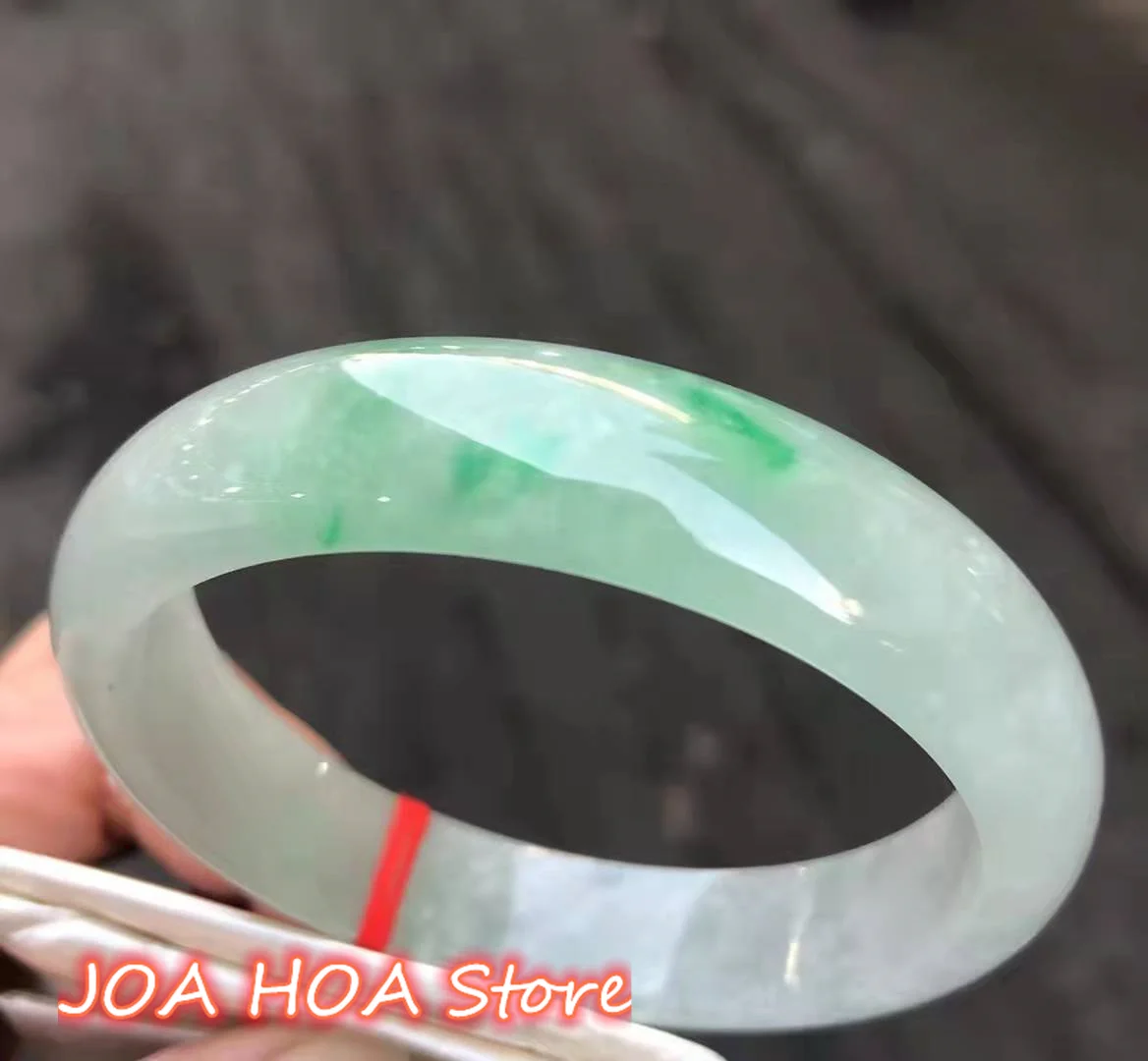 New Genuine Natural Myanmar Jadeite Floating Emerald Green Jade Bracelet Rare Bangle Exquisite Women's Handring Jewelry