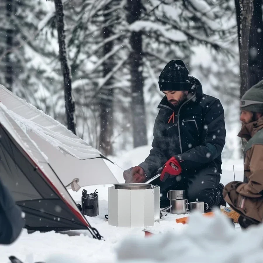 Portable Aluminum Stove Windscreen with Drawstring Bag