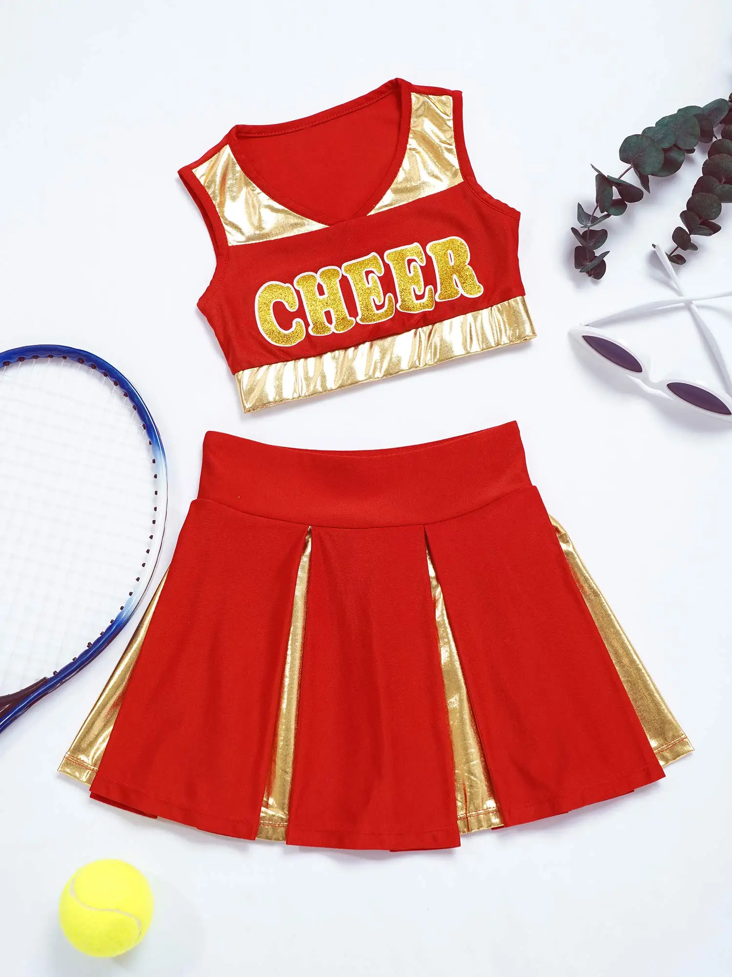 Kids Girls Cheerleading Uniform School Girls Carnival Cheerleader