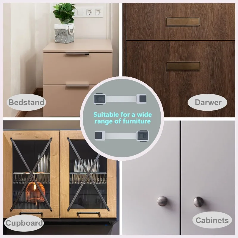 Child Safety Cabinet Locks Adjustable for Drawer Ovens Dishwasher Toilets Baby Proofing Fridge Lock for Kids Toddlers cabinet lock child lock safety lock