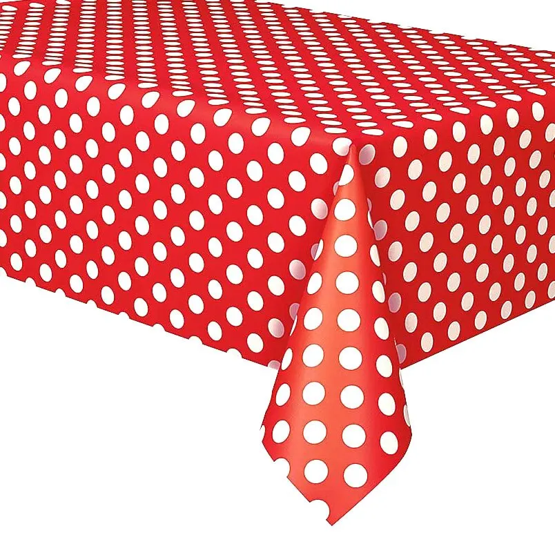 Party disposable tableware Peva tablecloth Disposable Plastic Tablecloth Dot Table Cover Waterproof 137X274CM For Birthday Party Wedding