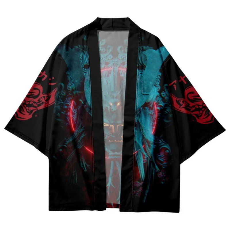 Vintage Haunted Samurai Style Cosplay Japanese Kimono Haori for Men Women Unisex Traditional Cardigan Dark Colour Clothing