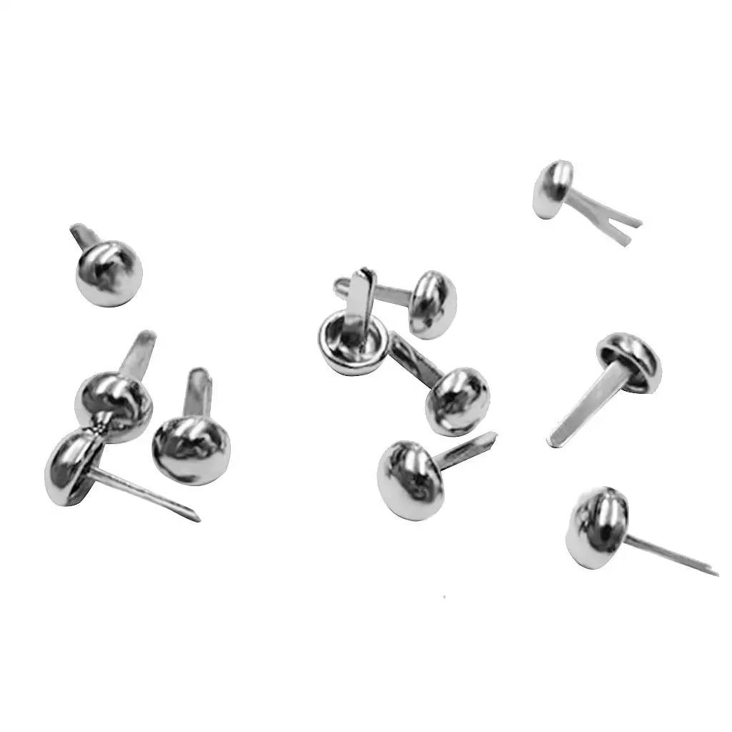 100pcs Punk Rivet Metal Studs s Spike Round Screw Craft DIY Decor Silver