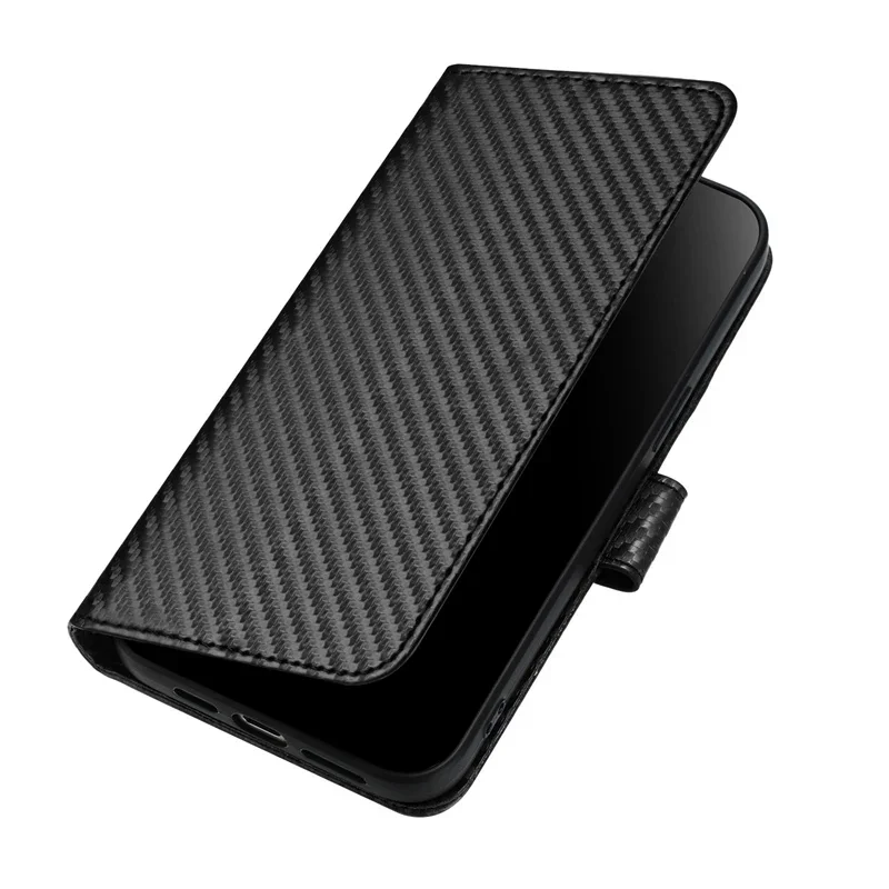 Premium Carbon Fiber Leather Magnetic Stand Wallet Case