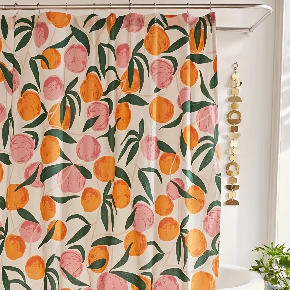 Orange Apple Shower Curtain Hooks Decorate Bathroom Shower Curtains
