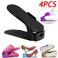 1-4Pcs Shoe Slots Organizer, Adjustable Shoe Support Rack, Double Layer Stack Shoe Holder, Shoe Stacker For Closet Organization 1