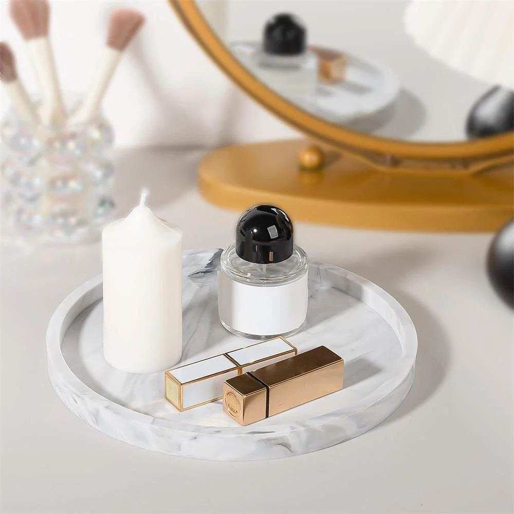 Round Bathroom Tray Decorative Dressing Table Tray Silicone Soap Rack Kitchen Countertop Storage Rack Coffee Table Decoration 5