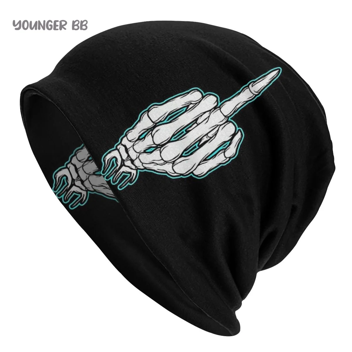 

Funny Men Women's Beanie Hats Middle Finger Skeleton Knitted Hat Hip Hop Earmuff Bonnet Street Skullies Beanies
