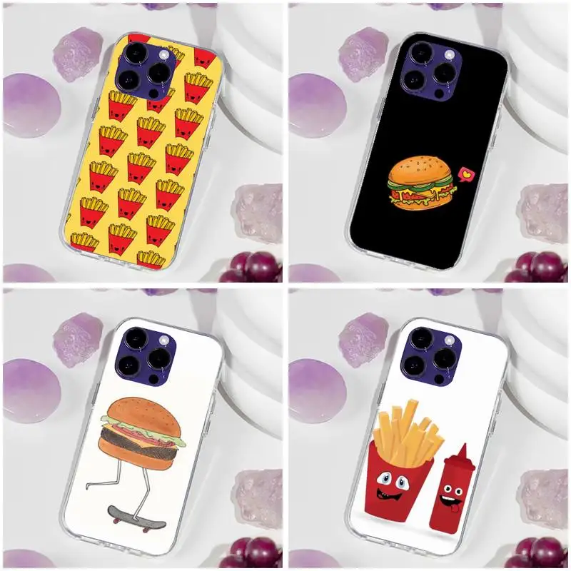 I Love Burger And Fries Phone Case For Iphone 11 12 13 14 Pro Max 7 8