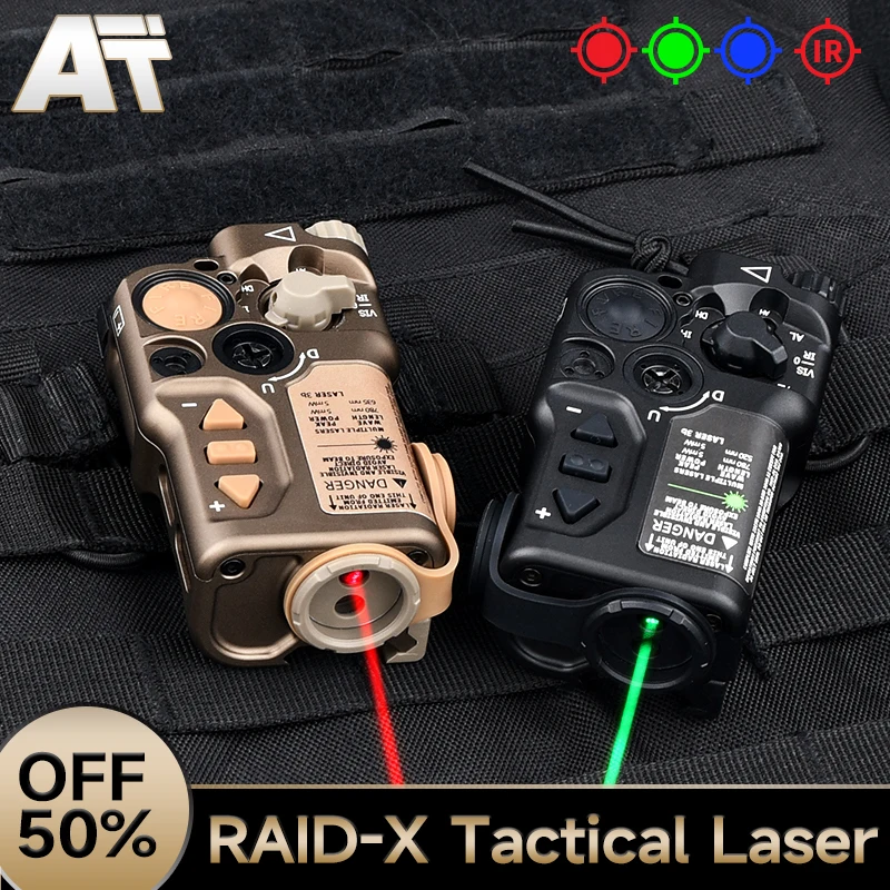 

WADSN Airsoft RAID-X Tactical Red Dot IR Laser Pointer All Metal CNC Green Blue Aiming Laser Strobe Fit Picatinny Rail Weapon